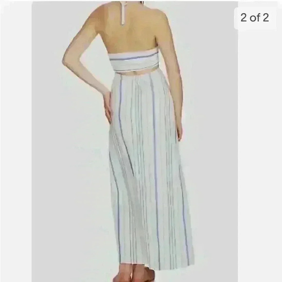 1.State Maxi Dress Blue White Stripes Halter top Sz S - worn once to an event - Picture 2 of 5